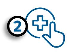 icon of a finger pointing to a medical care symbol