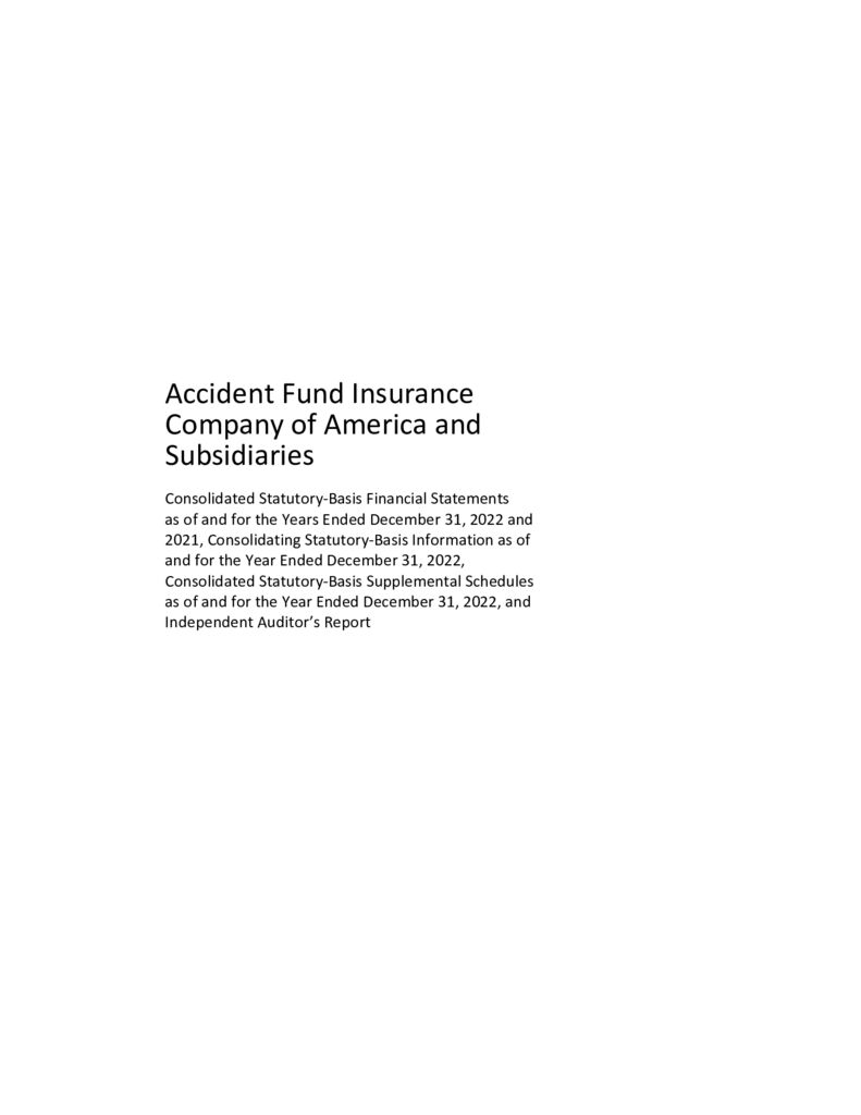 thumbnail of Accident Fund Statutory-Basis Financial Statements Q4 2022